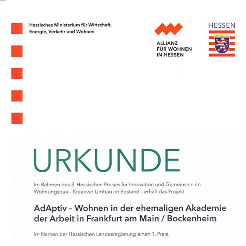 AdAptiv Frankfurt Auszeichnung 1.Preis