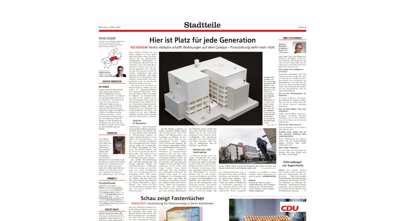 03.03.2021 Frankfurter Neue Presse berichtet über AdAptiv